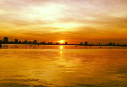 Sunset in west lake hanoi
