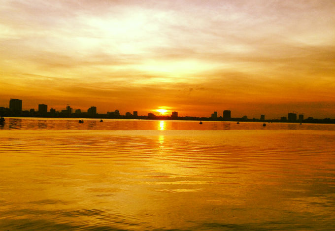 Sunset in west lake hanoi
