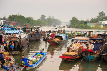 floating market mekong delta vietnam how to